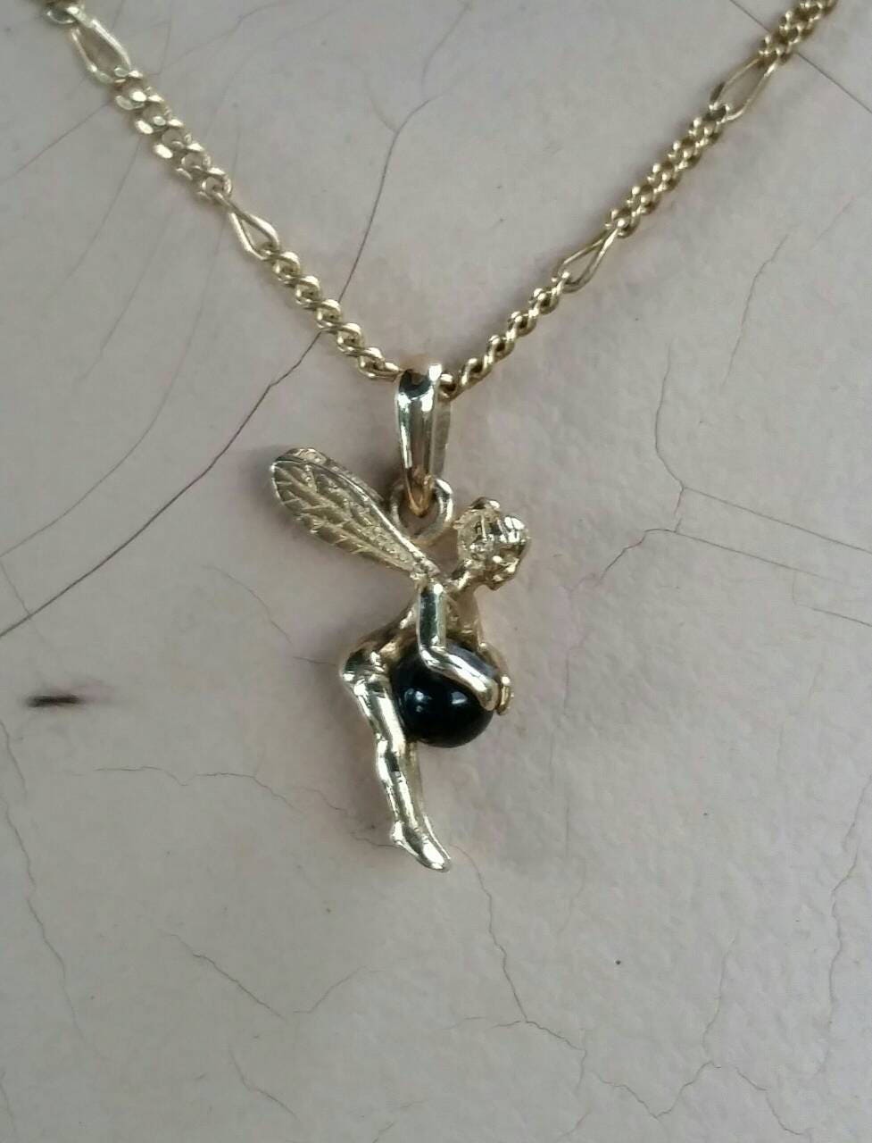 Fairy pendant,solid 9k,9ct gold tinkerbell angelic winged fairy,angel pendant