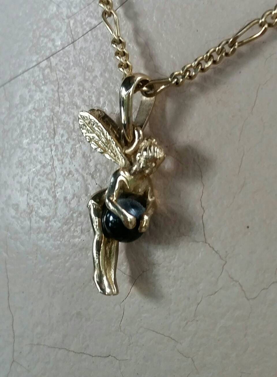 Fairy pendant,solid 9k,9ct gold tinkerbell angelic winged fairy,angel pendant
