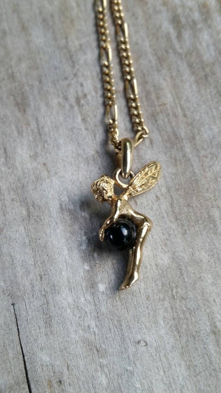 Fairy pendant,solid 9k,9ct gold tinkerbell angelic winged fairy,angel pendant