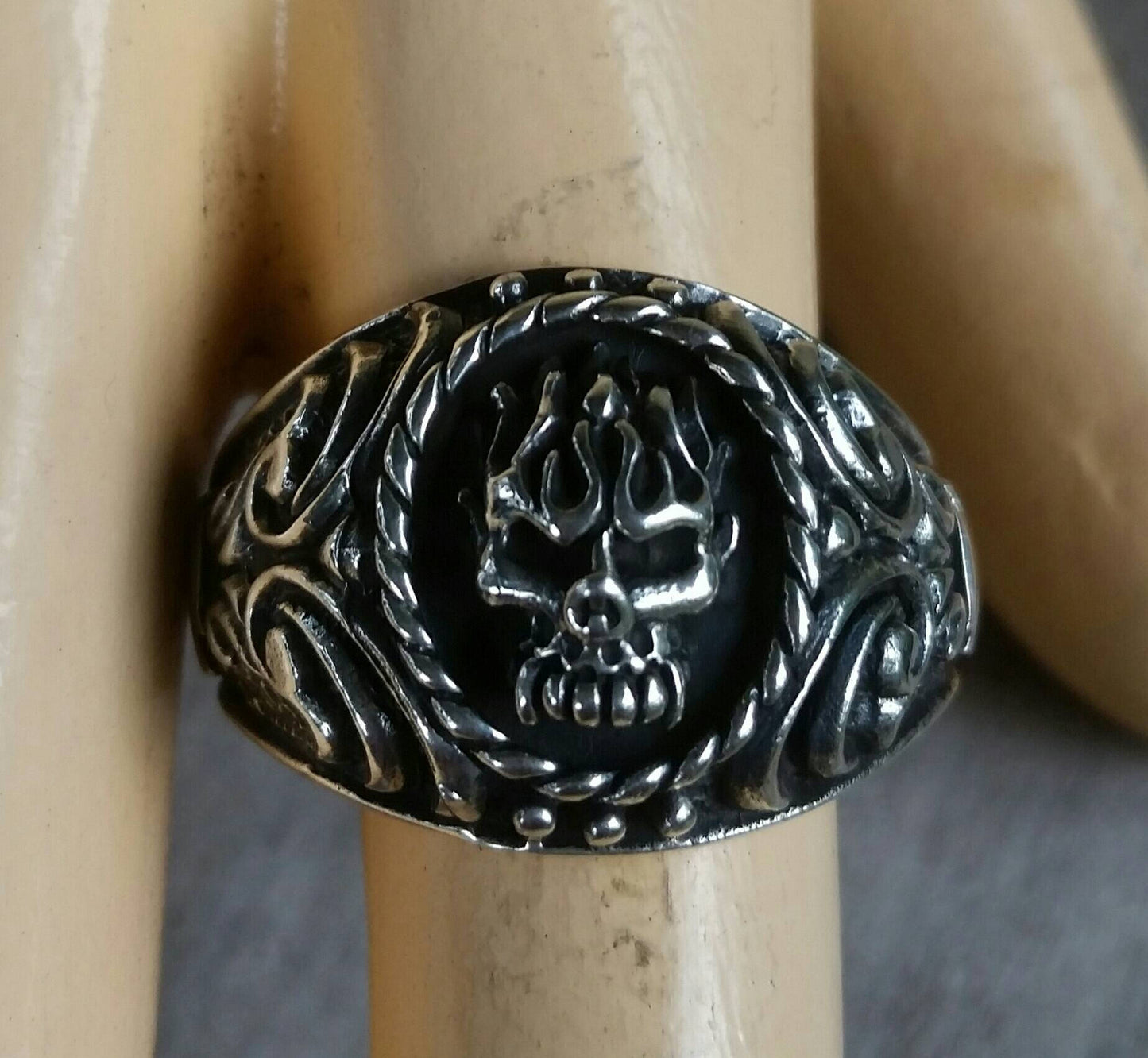 skull ring,flame,sterling silver,signet ring,steampunk, gothic, punk,cowboy,handmade,hipster,rockabilly,women's skull,men's fashion,ed roth