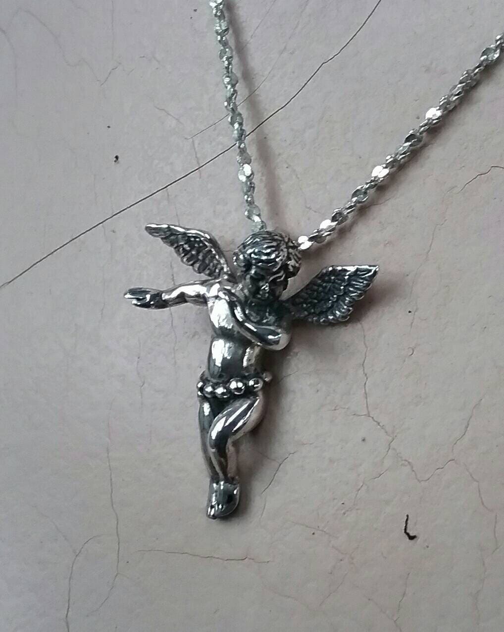 Cupid, cherib,pendant, sterling silver,hand made, angelic, winged, fairy, angel pendant,nymph,magic