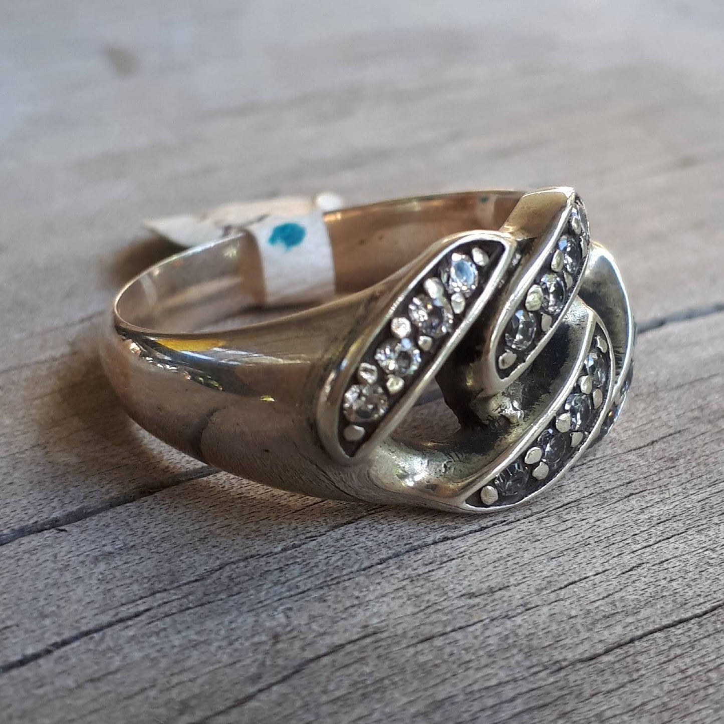 Chain ring,chain link,Cubic zirconia,cz,sterling silver,silver wedding ring,dress ring,bling, handmade,retro,boho,steampunk,hipster,