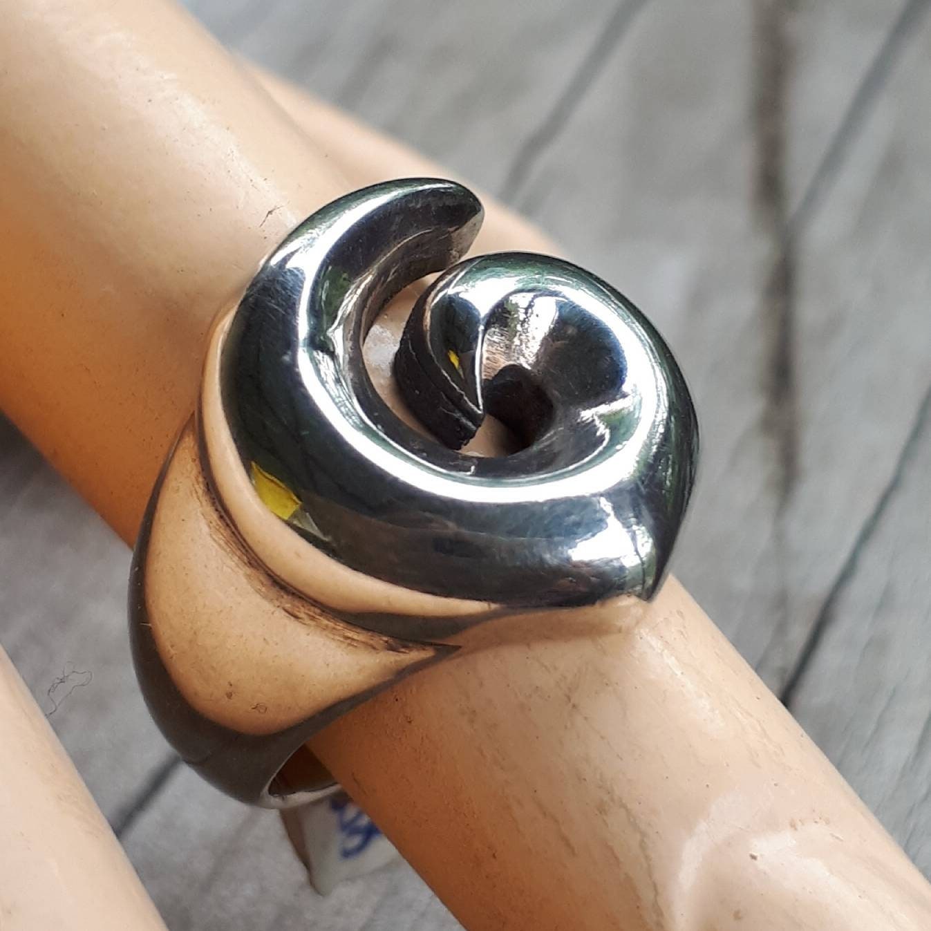 Sterling silver swirl dress ring alternative steampunk gothic art nouveau celtic tribal.bespoke ring,,maori koru,