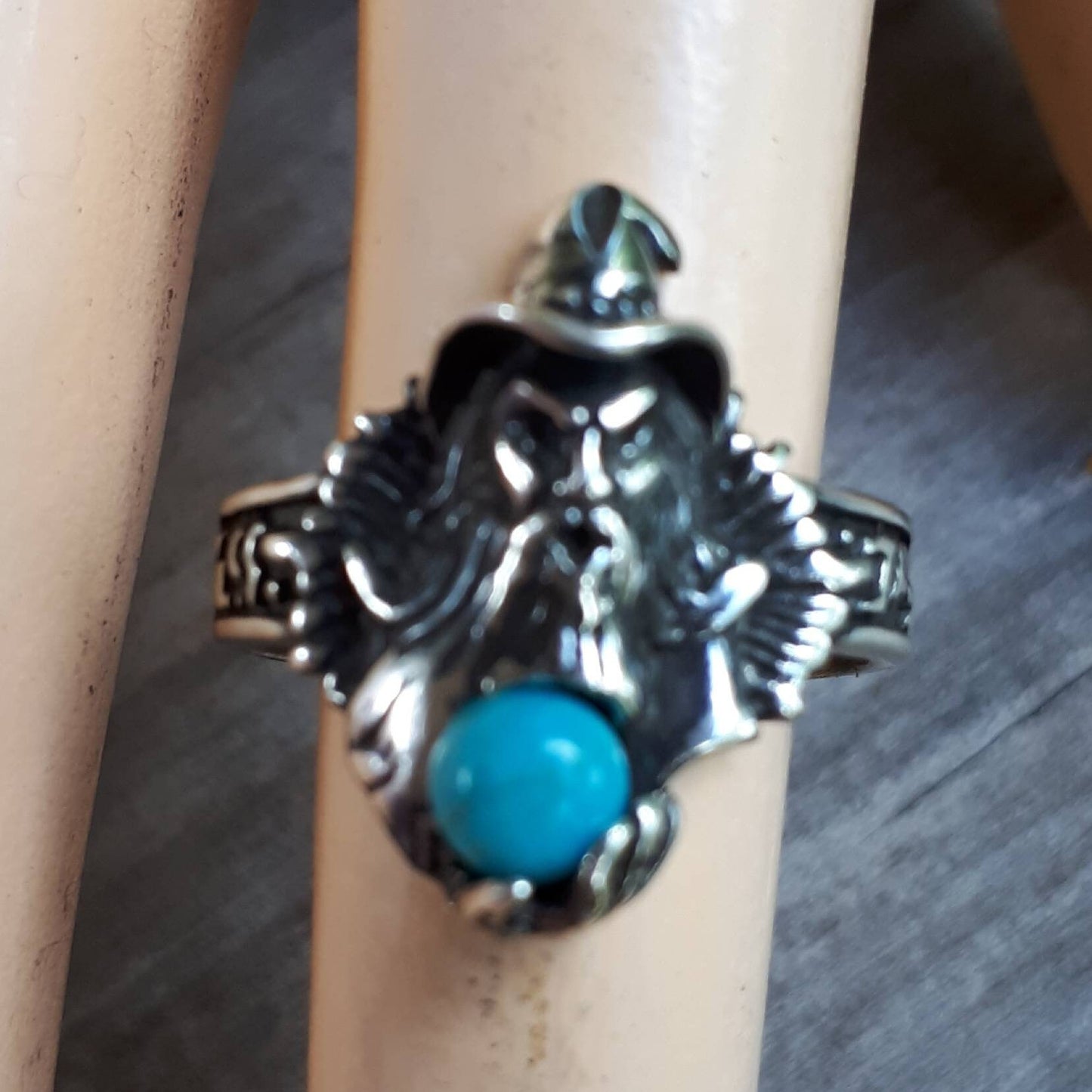 wizard ring turquoise sterling silver magic fantasy mythical steampunk gothic punk ring