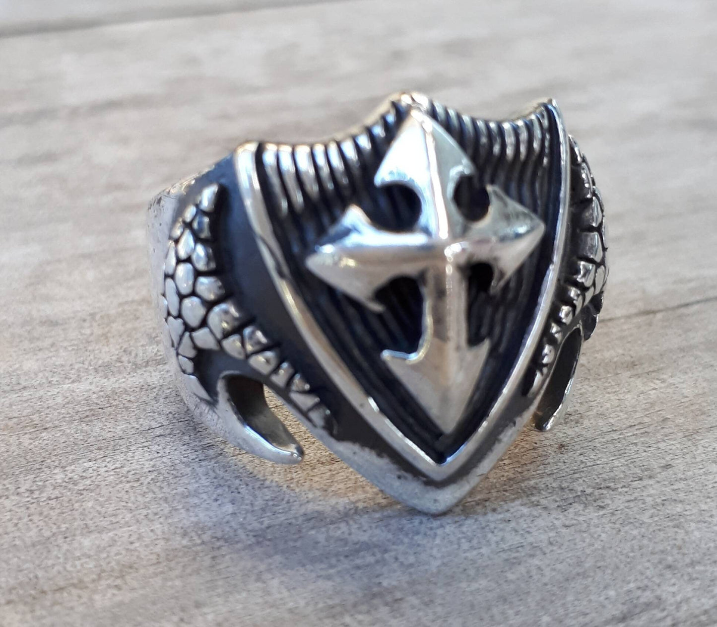 cross ring,solid,sterling silver,knights templar,christian,medieval,shield,religious,steampunk,goth,grunge,vintage,dragon,snake skin,
