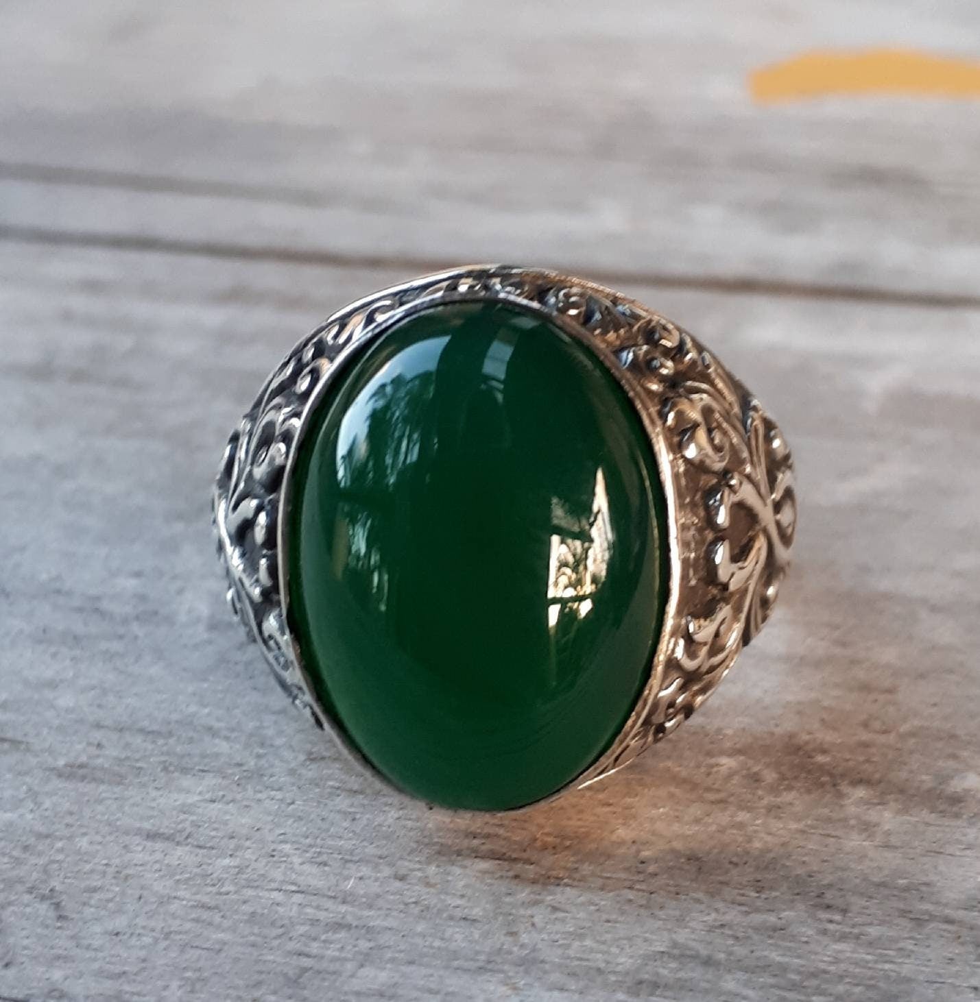 Adventurine ring,sterling silver, green onyx,hand made, mens stone ring, wedding,vintage, dress ring, antique,tribal,steampunk,boho,hipster