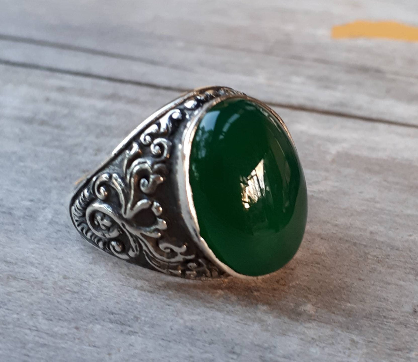 Adventurine ring,sterling silver, green onyx,hand made, mens stone ring, wedding,vintage, dress ring, antique,tribal,steampunk,boho,hipster
