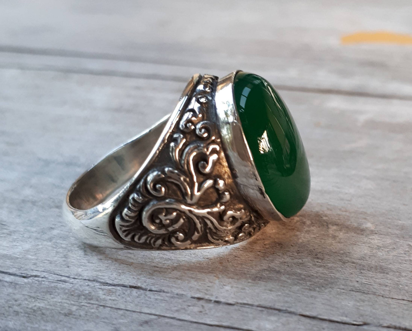 Adventurine ring,sterling silver, green onyx,hand made, mens stone ring, wedding,vintage, dress ring, antique,tribal,steampunk,boho,hipster