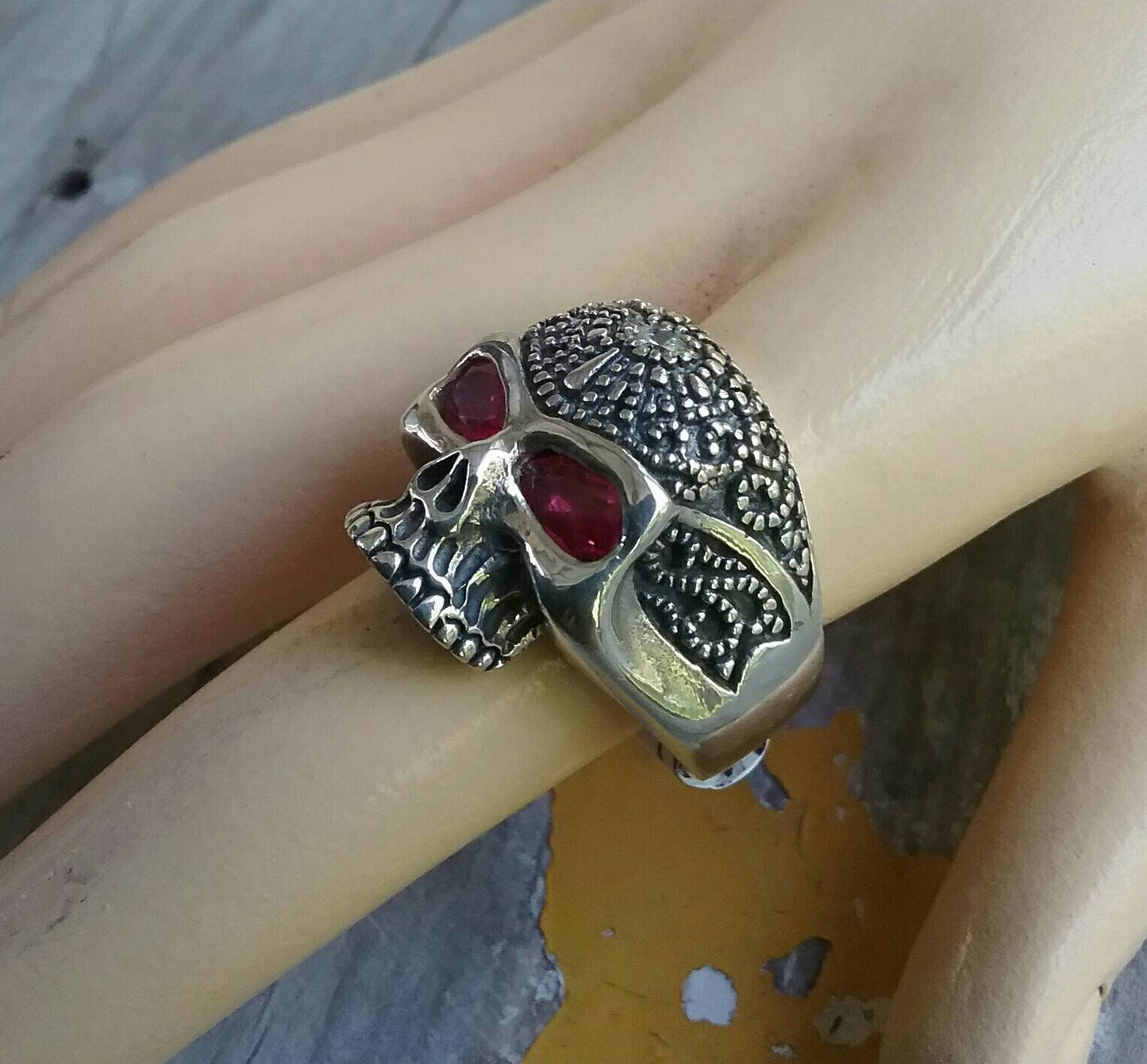 Skull ring,tribal, sterling silver, steampunk ,gothic, punk,biker,hand made,hipster,pirate,medievil,bling skull.