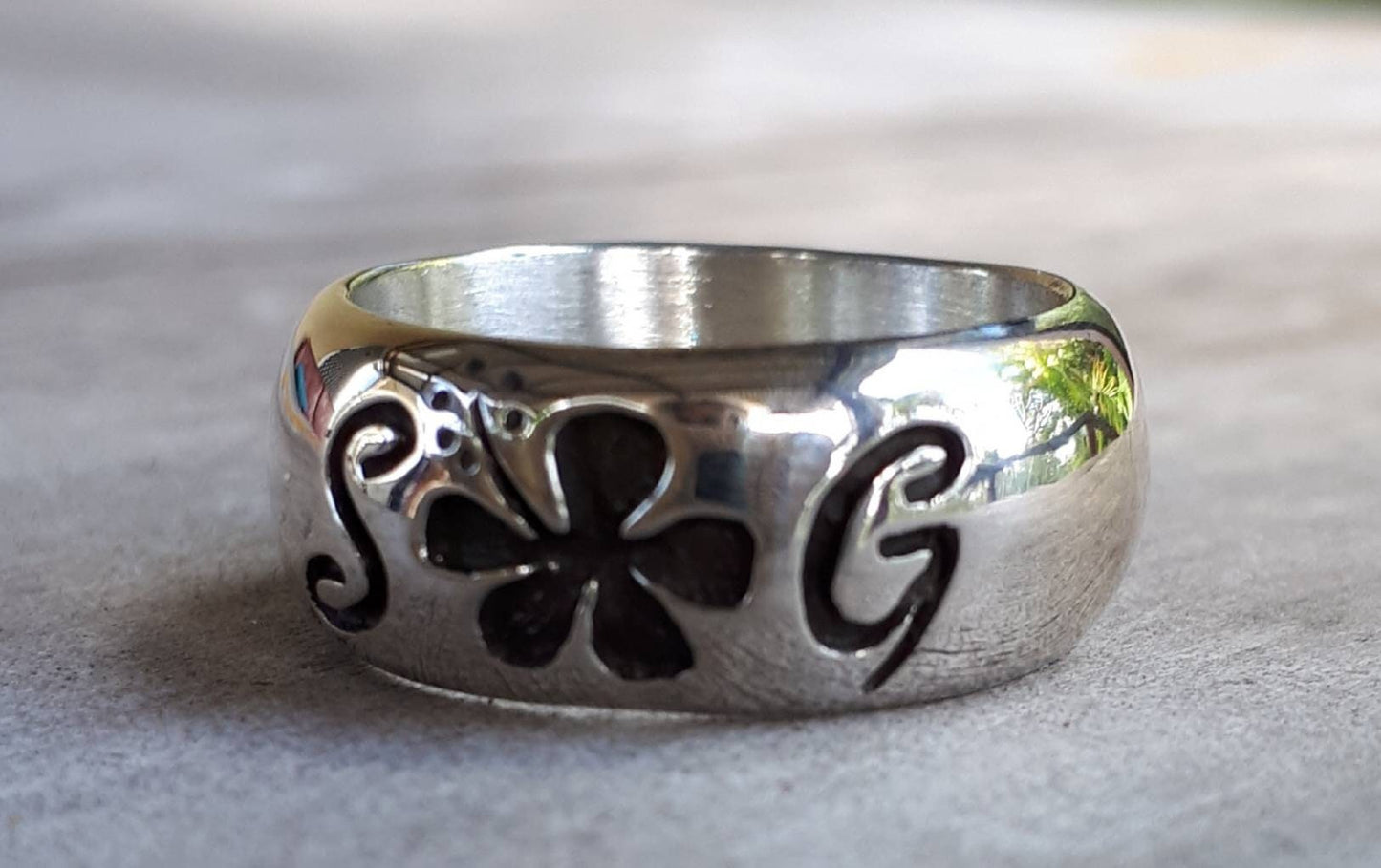 Surf girl ring, solid sterling silver Hibiscis ring,frangipani, surfer, Hawaiian, flower,bobo,surf,wedding band,women's fashion,gypsy,