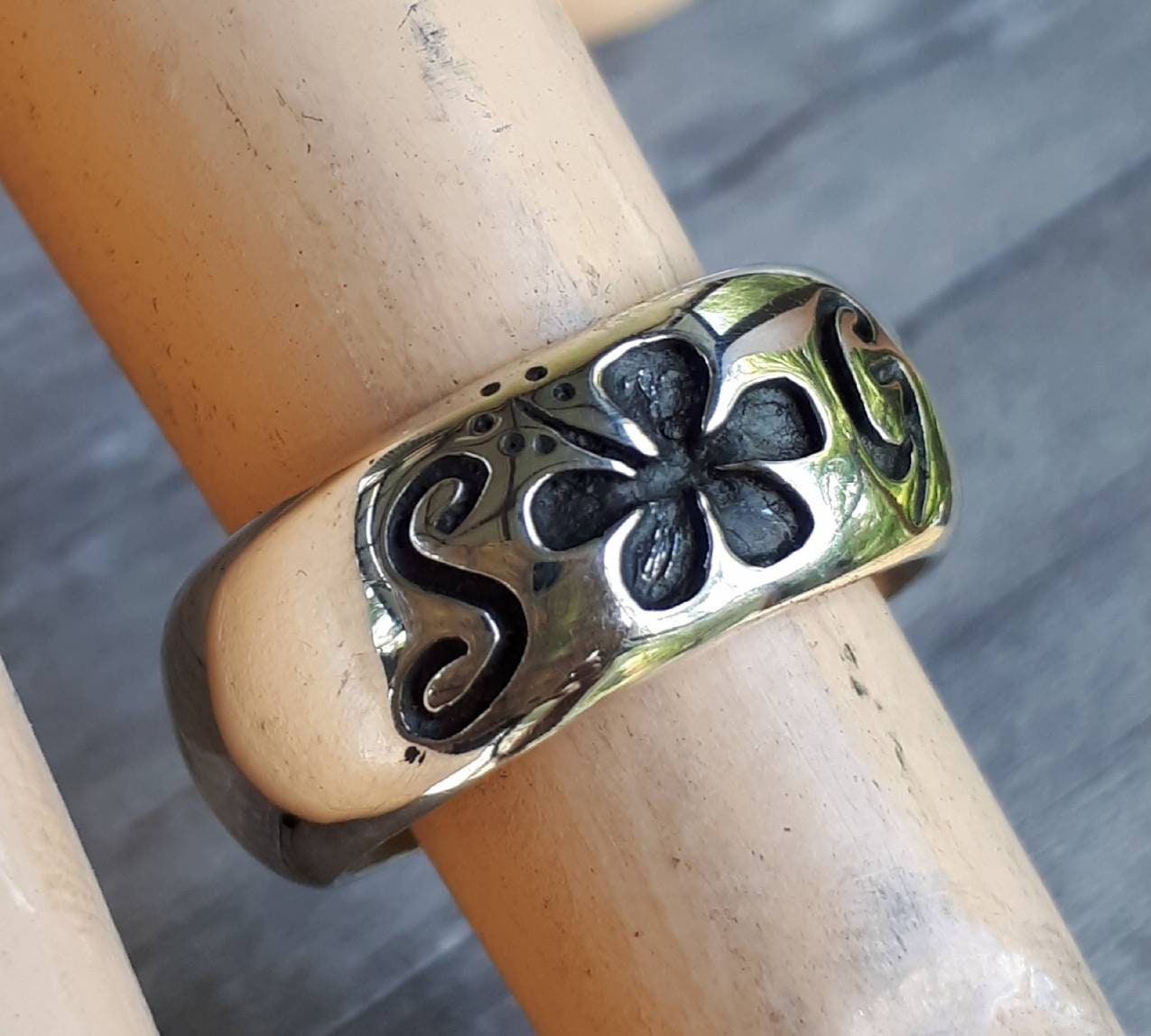 Surf girl ring, solid sterling silver Hibiscis ring,frangipani, surfer, Hawaiian, flower,bobo,surf,wedding band,women's fashion,gypsy,