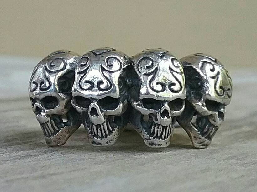 Large skull ring,925 sterling silver,long tribal skull,steampunk gothic punk,handmade,Celtic,skeleton,
