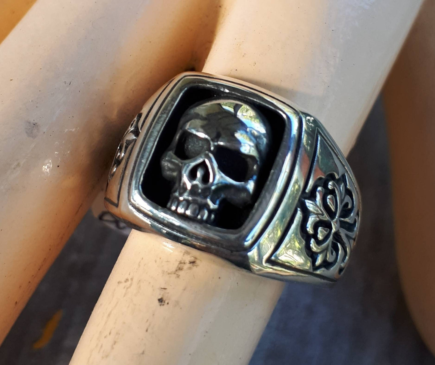 Skull signet ring,925 sterling silver,cross,celtic cross,square top signet, steampunk,gothic,punk, pirate,hipster ring,mens fashion, handmade