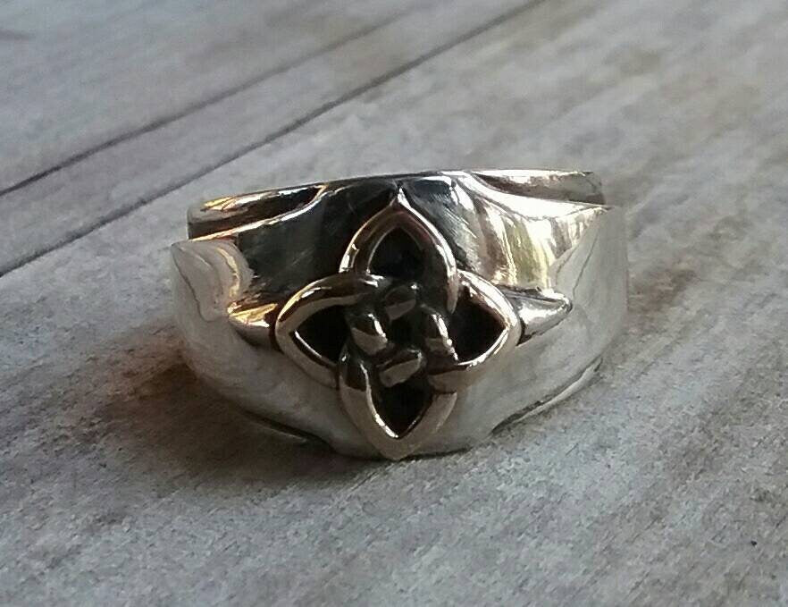 Celtic ring,two tone,9ct gold and sterling silver,vintage,9ct gold celtic ring,tribal ring,victorian,baroque,celtic wedding ring,chunky ring