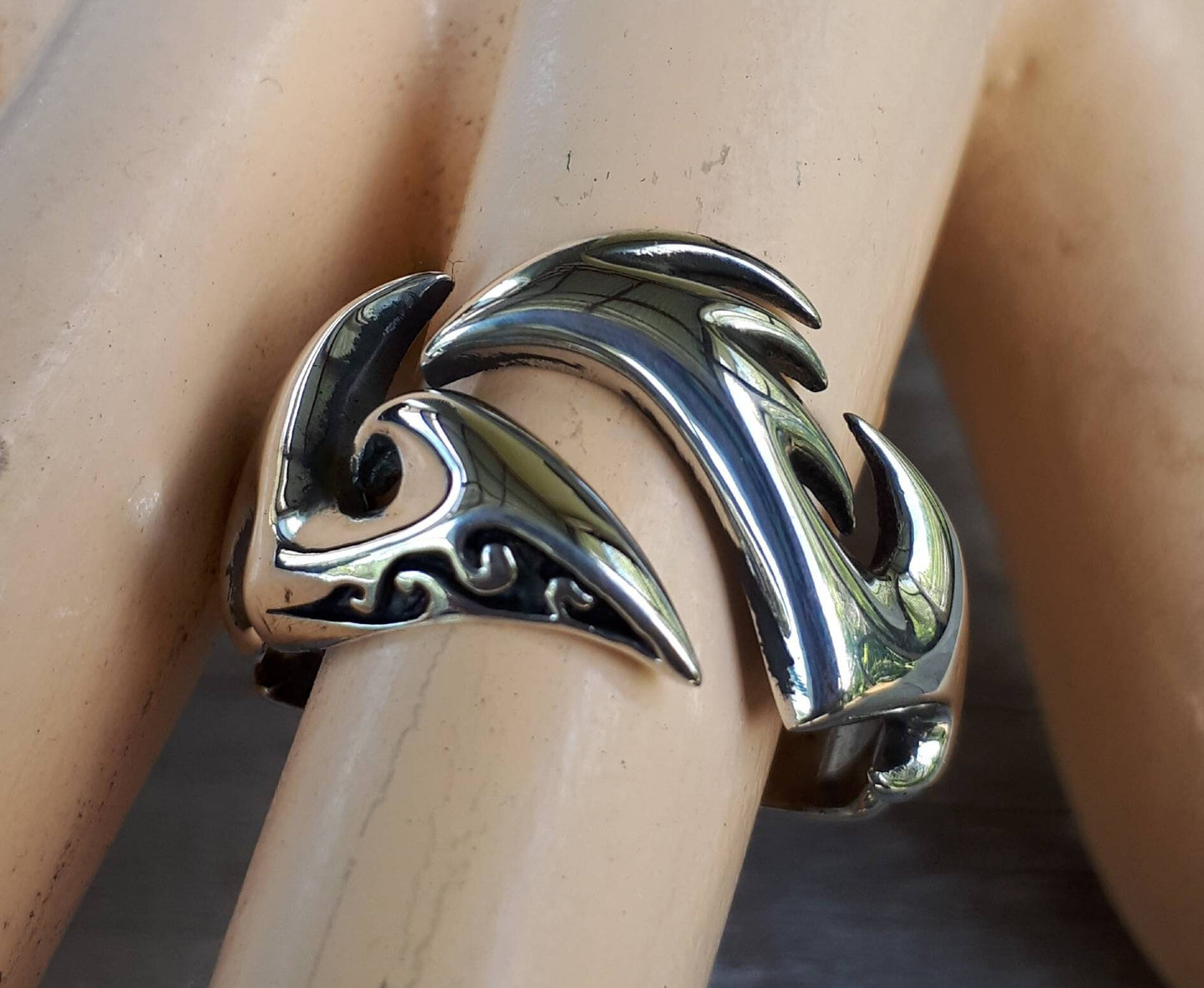 Tribal ring,sterling silver,steampunk,mens wedding ring,handmade,boho,hipster,claw ring,Geiger,viking,Maori,island,polynesian,Hawaiian,koru,