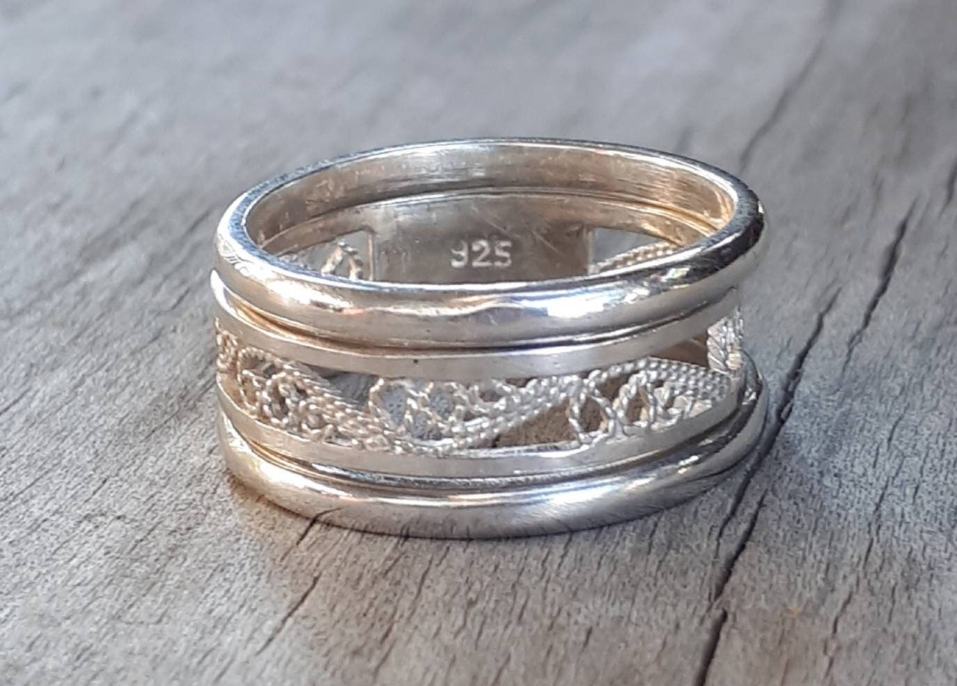 stacking rings,sterling silver,5 set,filegree band,handmade,boho,goddess,wedding bands,silver ring,gypsy,vintage,women fashion,new age,retro