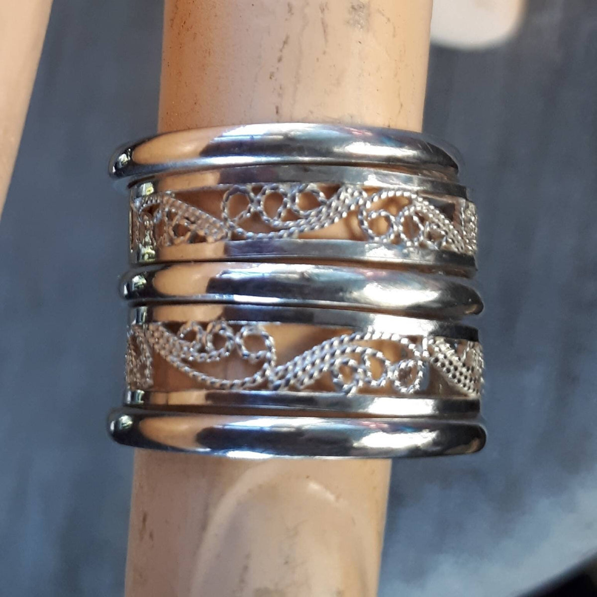 Silver filegree ring,925 sterling silver band,vintage stackable band,boho,goddess,wedding