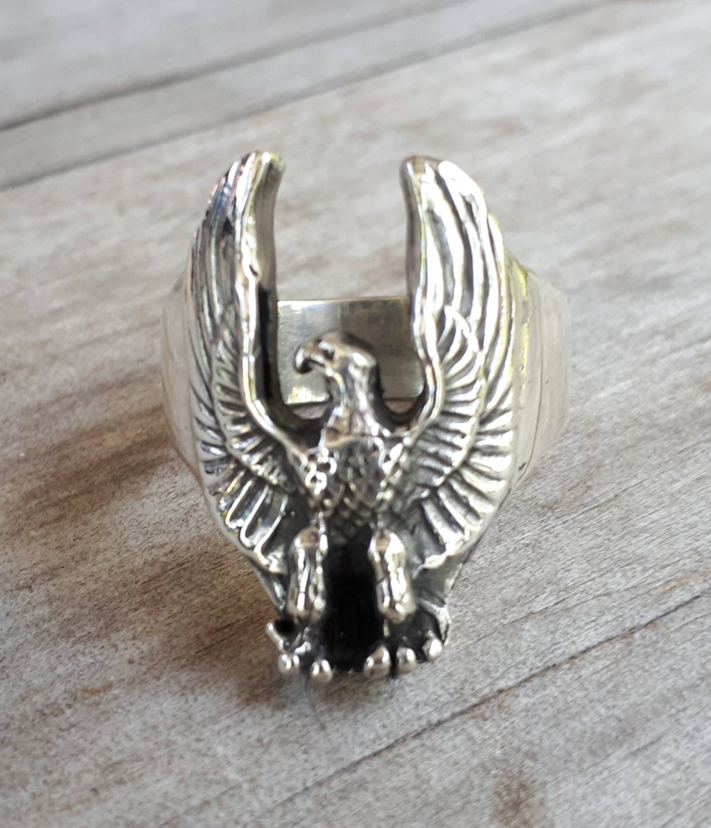 Eagle ring,spread eagle,Phoenix,bird ring,sterling silver,handmade,tribal,indian, cowboy, country and western,feather,chunky ring,long ring,