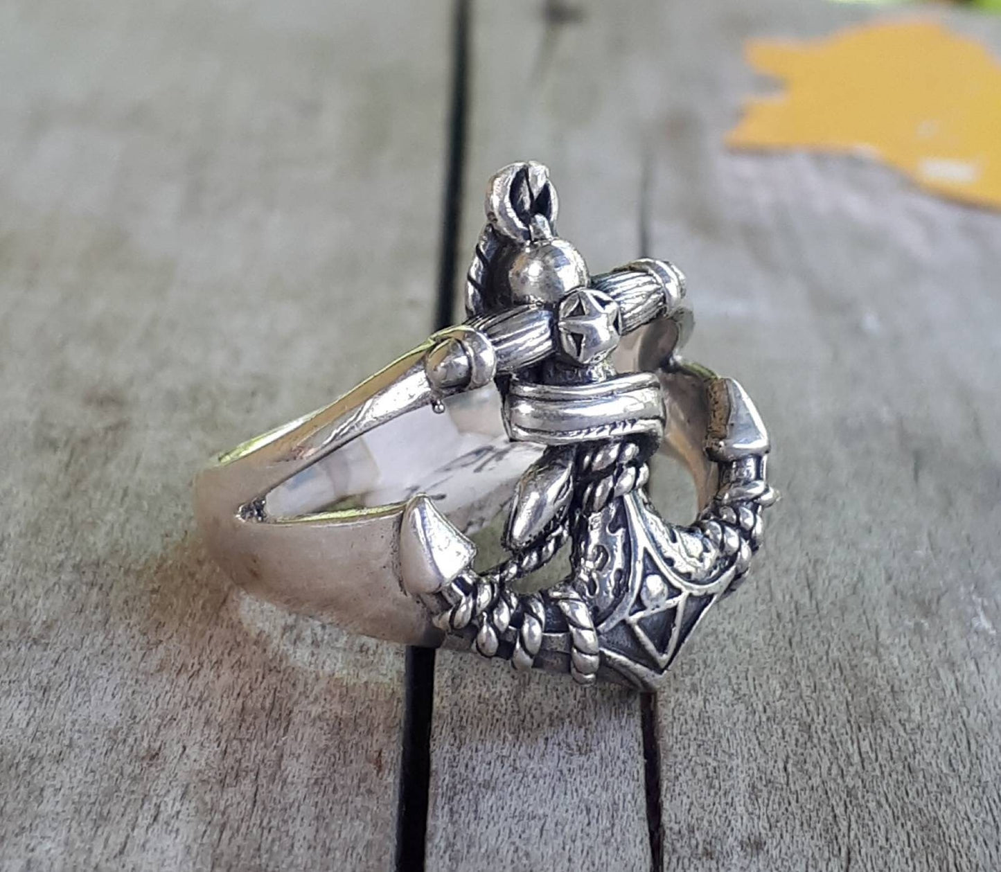 anchor ring, sterling silver,snake ring,nautical,sailor rockabilly wedding,maritime, ship,hipster