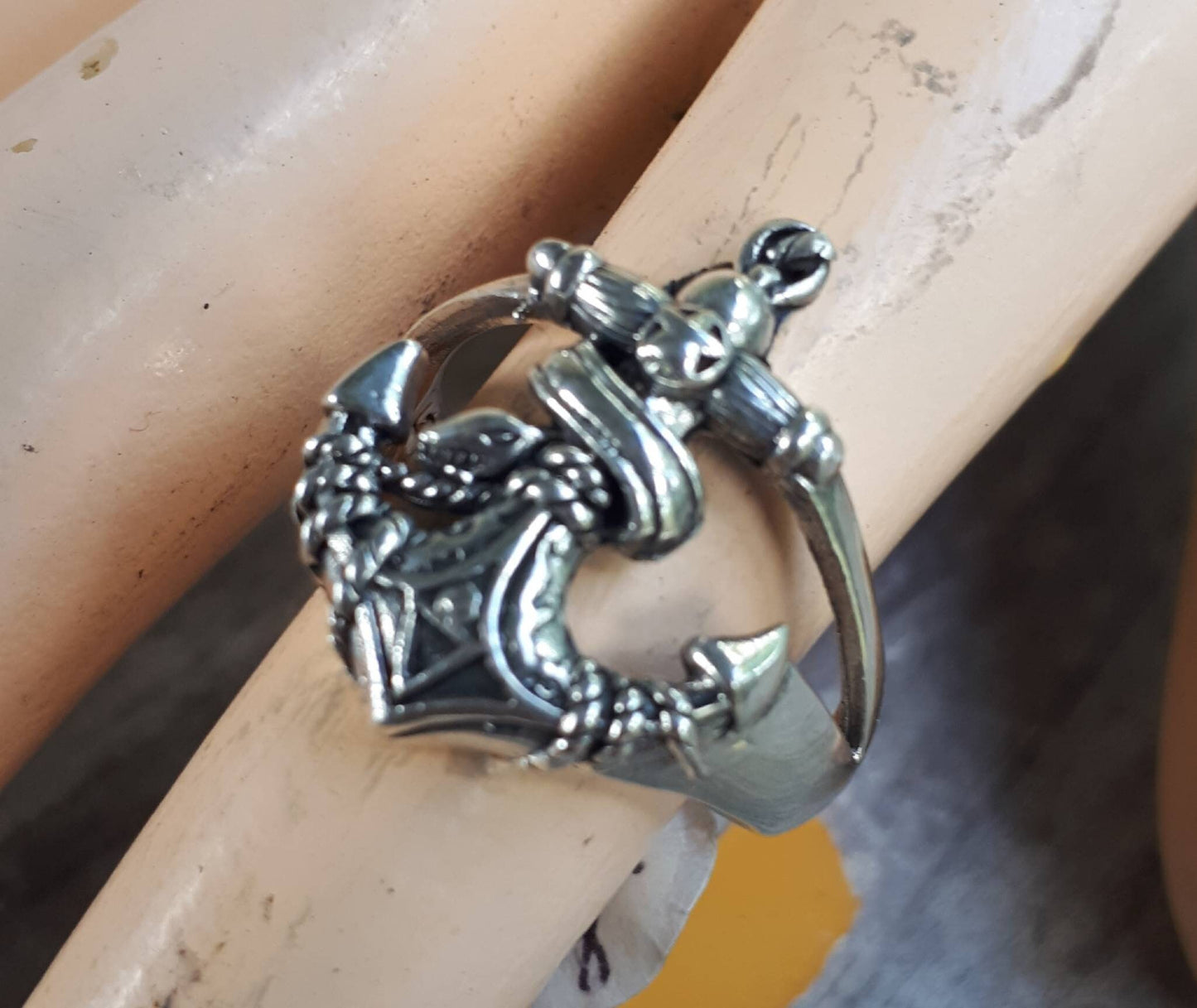 anchor ring, sterling silver,snake ring,nautical,sailor rockabilly wedding,maritime, ship,hipster