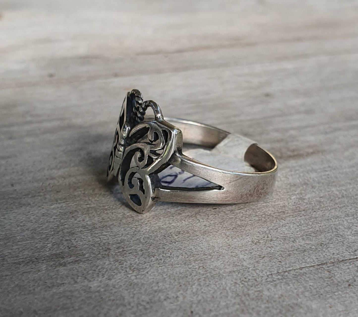butterfly ring,sterling silver,boho,goddess, filegree ring,handmade,pinkie ring,alternative steampunk gothic art nouveau victorian