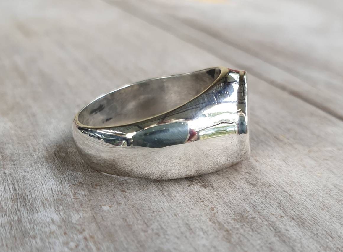 Signet ring,oval top, ring,solid signet,sterling silver,chunky,handmade,boho,college ring,blank ring,plain silver signet,unisex