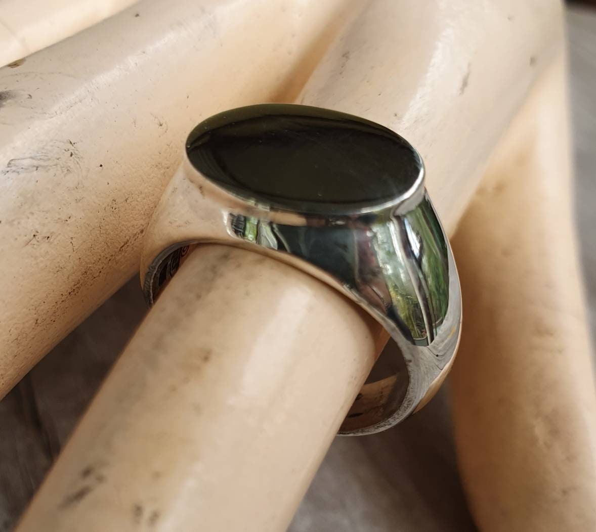 Signet ring,oval top, ring,solid signet,sterling silver,chunky,handmade,boho,college ring,blank ring,plain silver signet,unisex