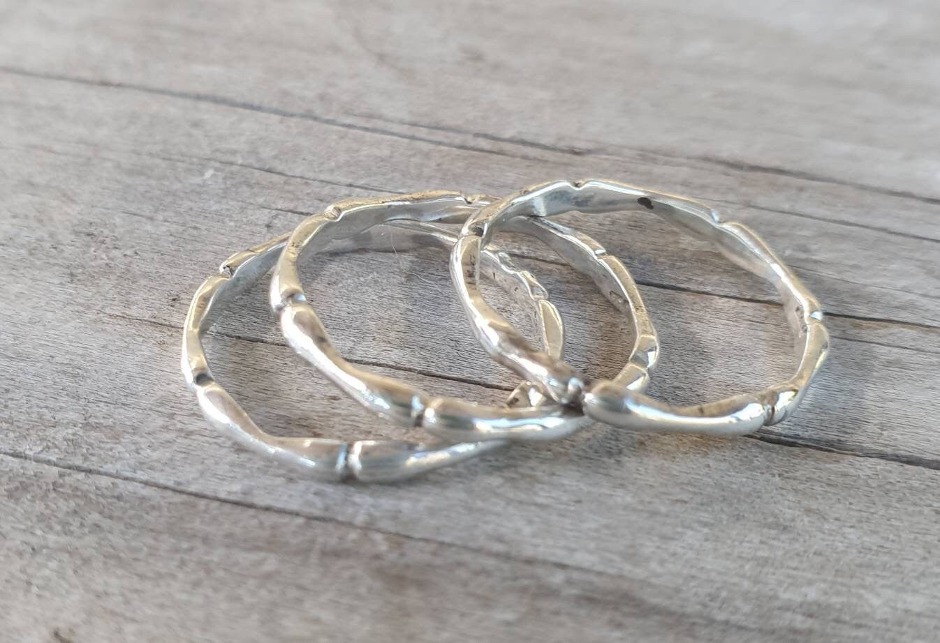 stacking rings,sterling silver, bamboo ring,round wire,bones,thin band,wedding band,boho,gypsy,goddess,stacker,fine silver ring