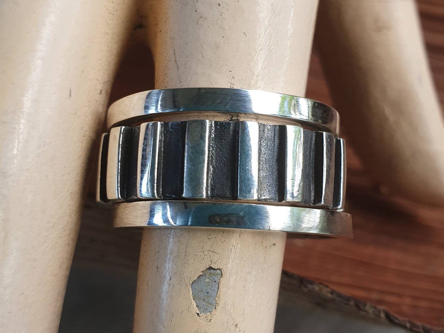 3 stacker rings,sterling silver,unisex chunky stacker,wide rustic band,industrial ring,stacking,steampunk,wedding,hand made,boho
