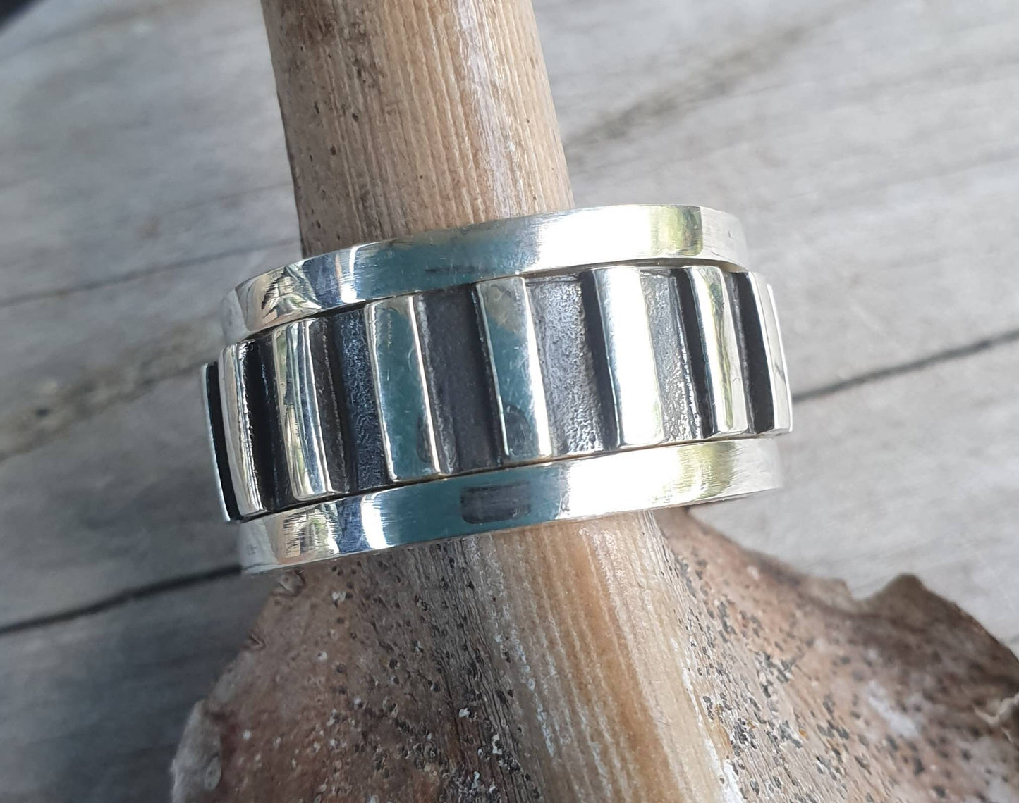 3 stacker rings,sterling silver,unisex chunky stacker,wide rustic band,industrial ring,stacking,steampunk,wedding,hand made,boho
