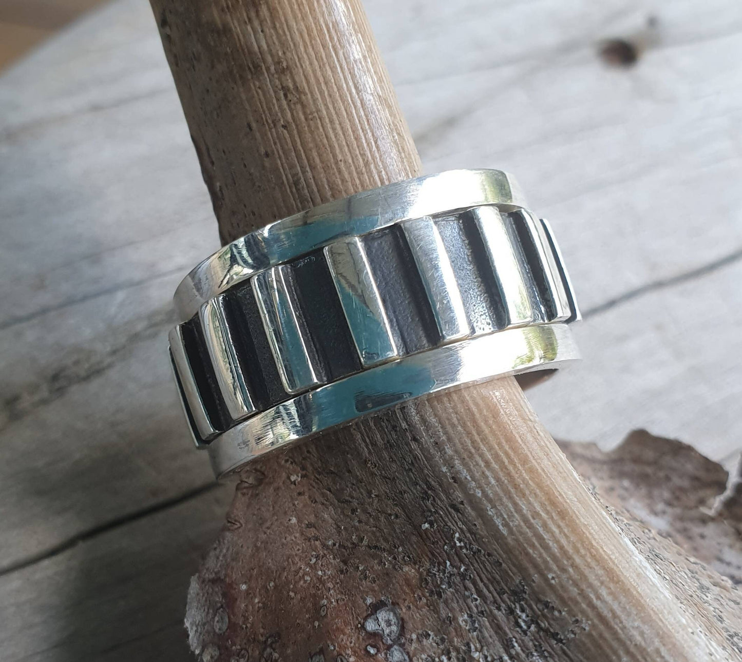 3 stacker rings,sterling silver,unisex chunky stacker,wide rustic band,industrial ring,stacking,steampunk,wedding,hand made,boho