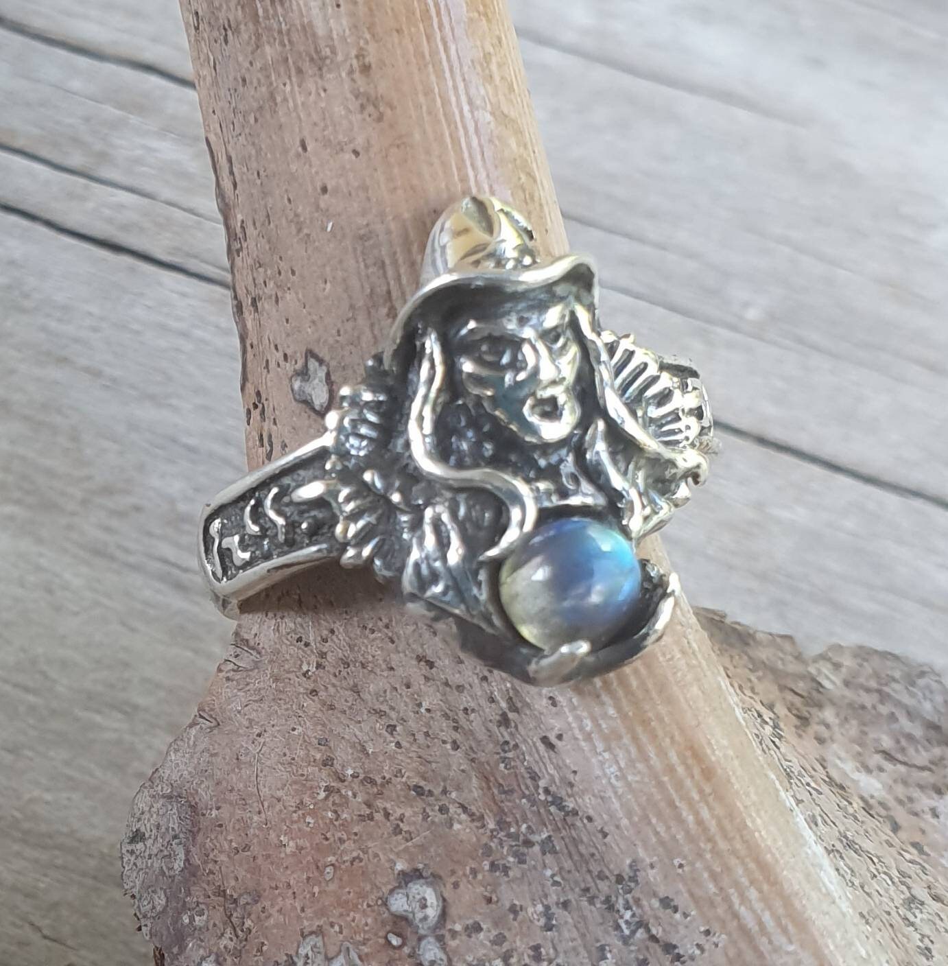 witch ring,sterling silver,green onyx,goddess,occult,magic,fantasy mythical steampunk gothic punk ring
