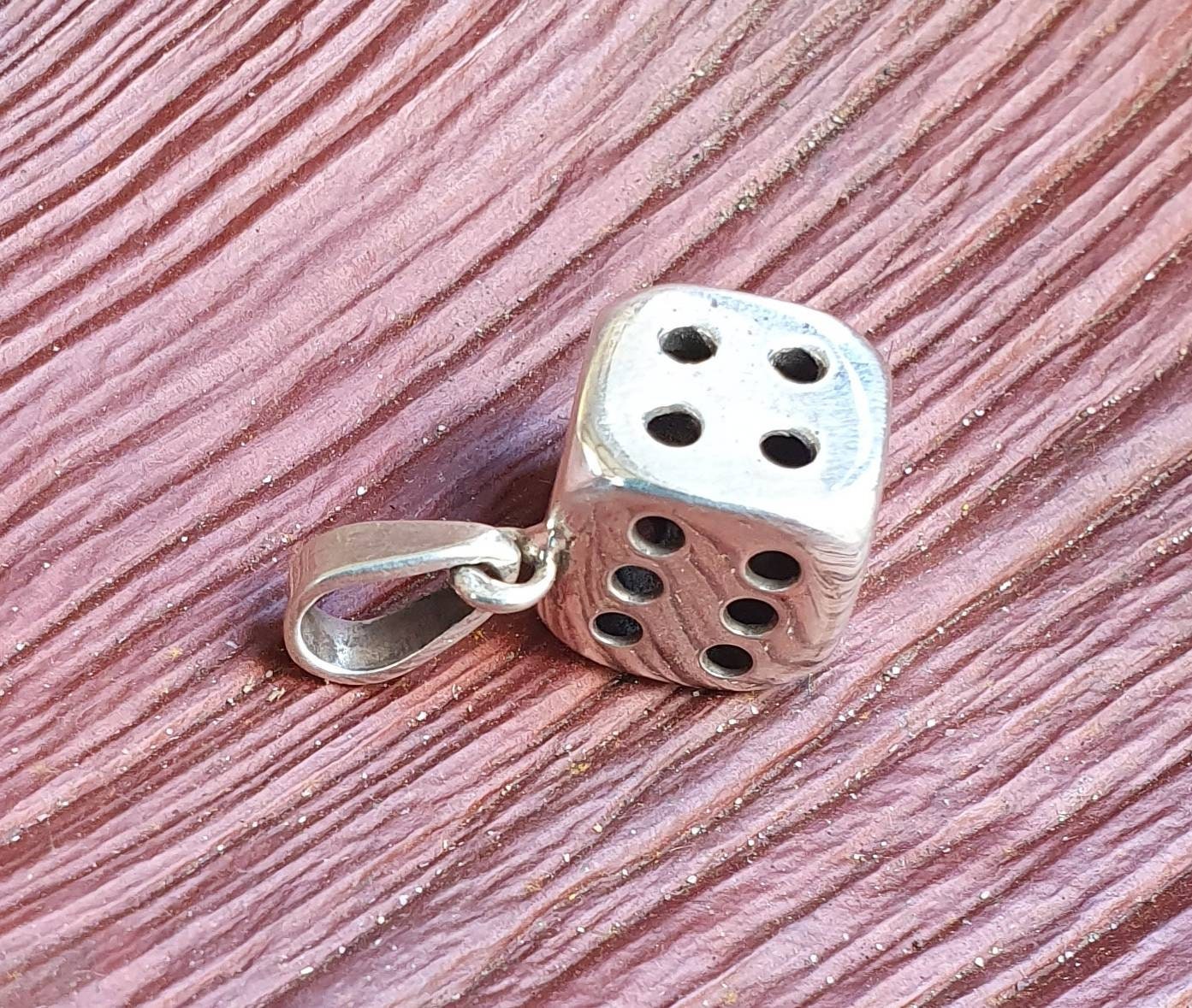 Dice pendant,sterling silver,4 dimensional cube,gambling,casino,roulette,Vegas jewelry,