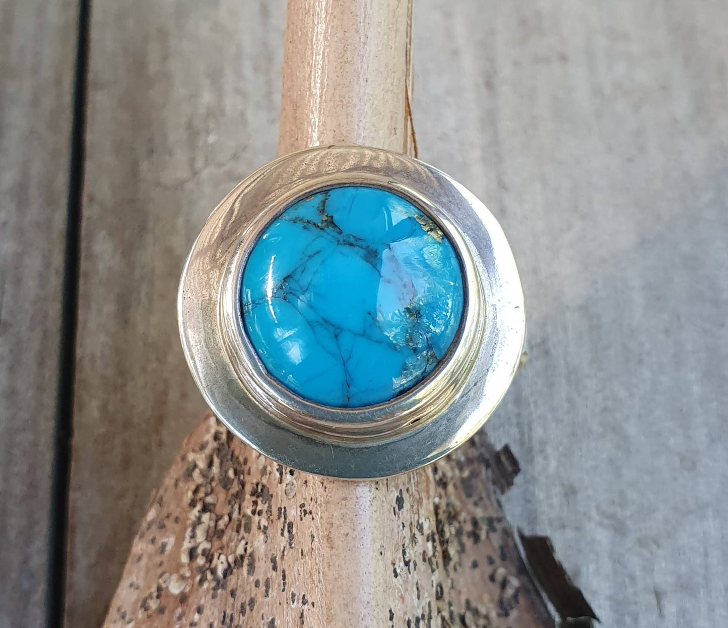 Moshave turquoise ring,sterling silver,large chunky ring,boho,large gemstone ring,handmade,retro ring,modern