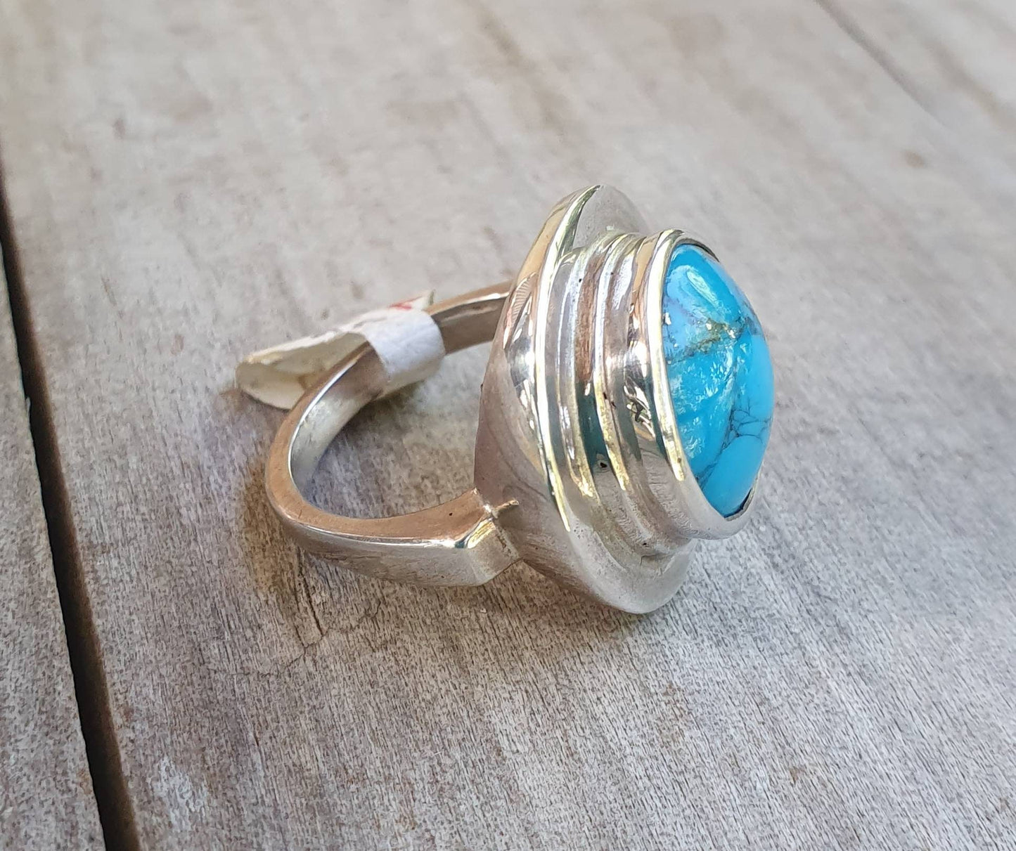 Moshave turquoise ring,sterling silver,large chunky ring,boho,large gemstone ring,handmade,retro ring,modern
