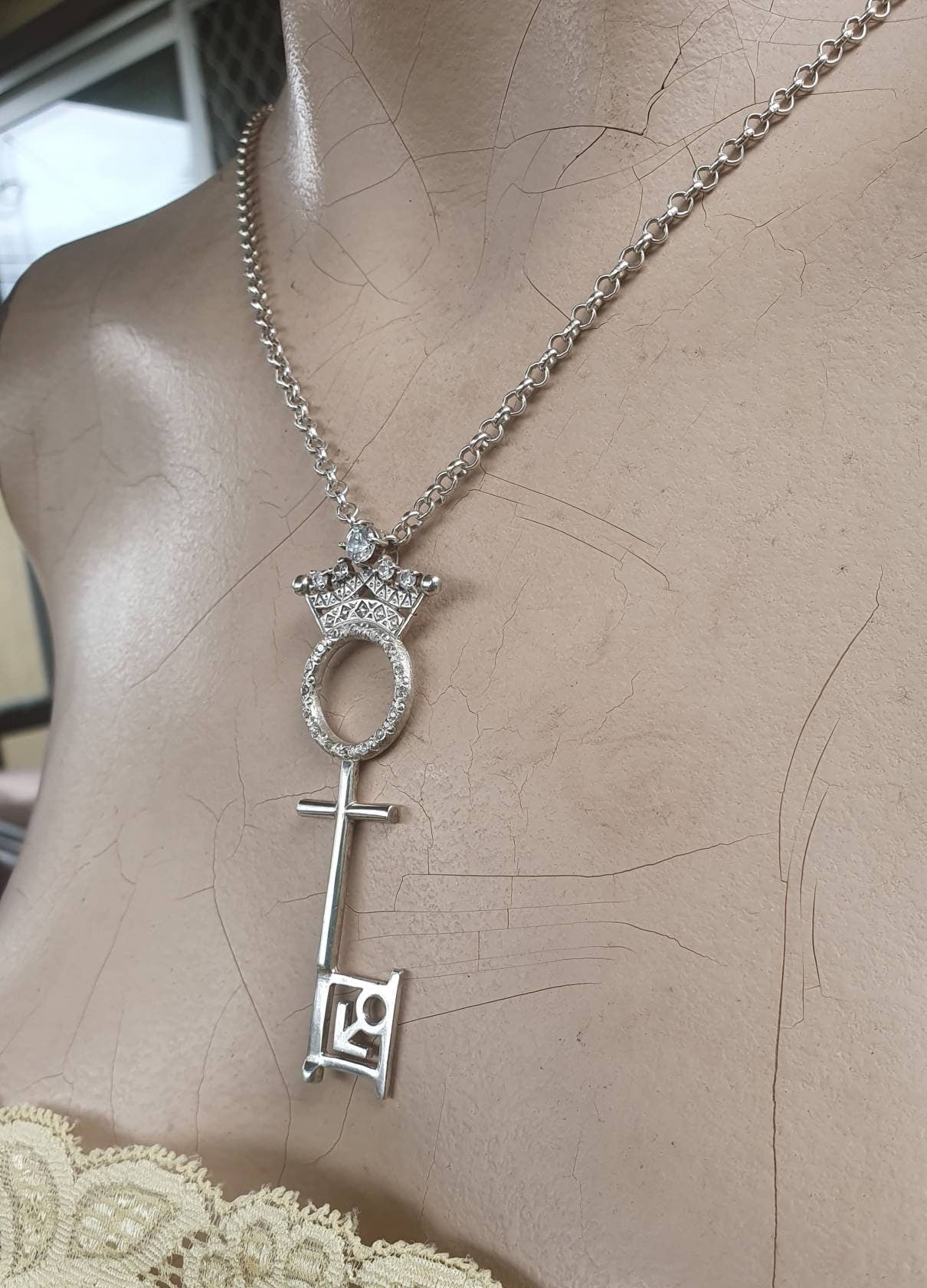 Penthouse pet key pendant,vintage,1990s,sterling silver