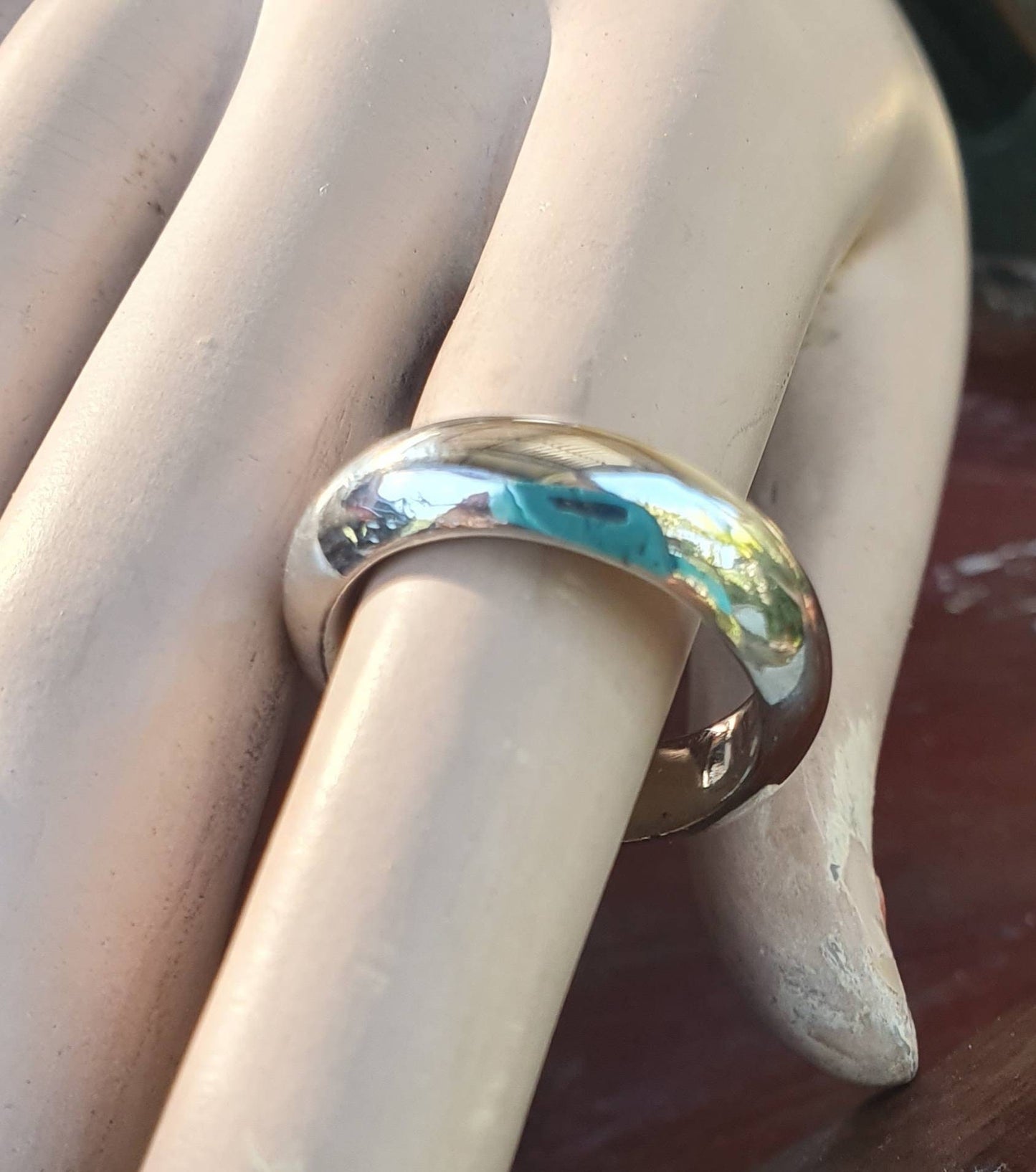 Silver band,solid 6mm,sterling silver ring,half round band,wedding, dress ring,boho,unisex,handmade,d shape ring,chunky ring,