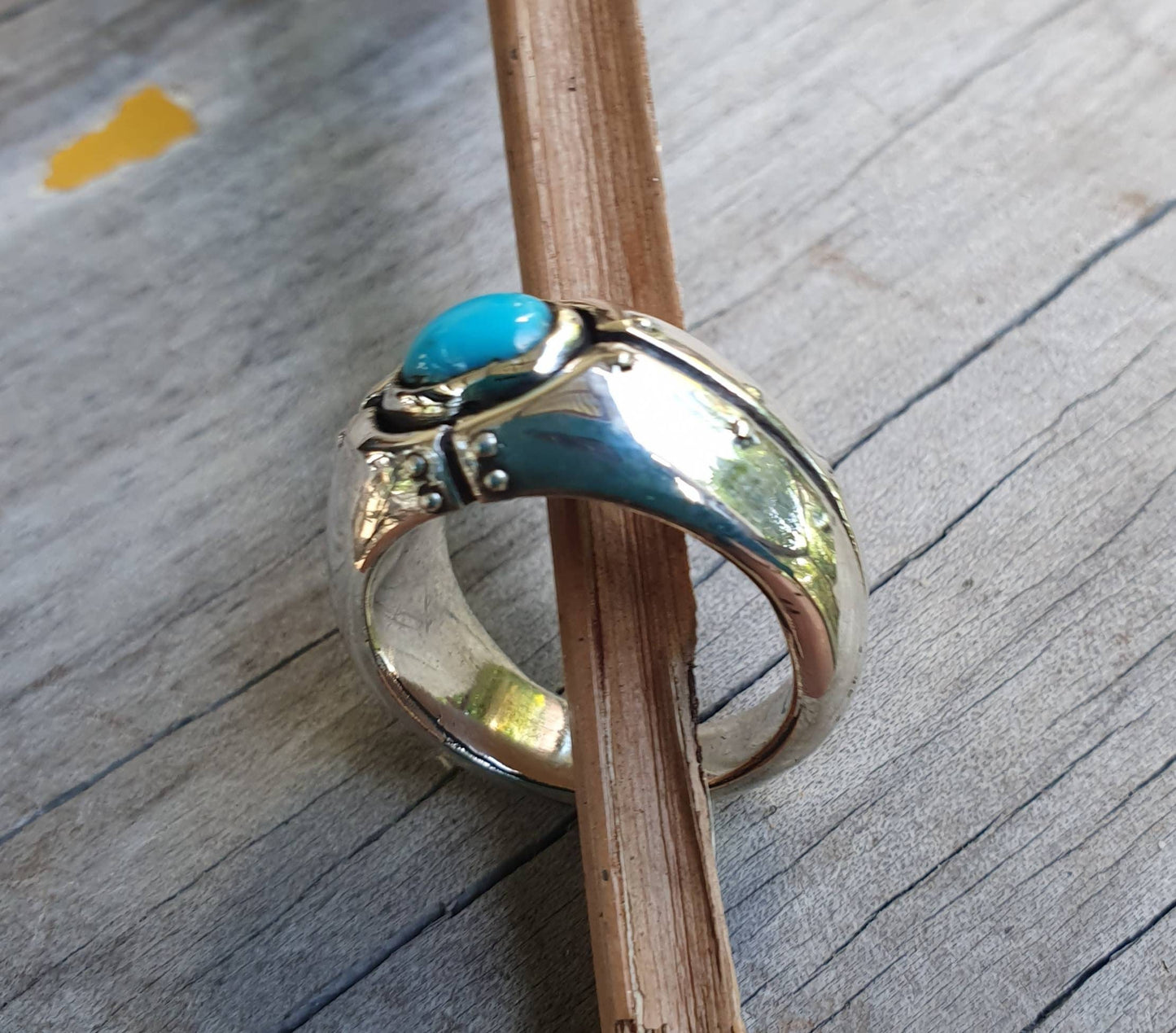 Turquoise ring,mans industrial ring,sterling silver,handmade, steampunk,solid dress ring,wedding ring,mans stone ring,gemstone ring,