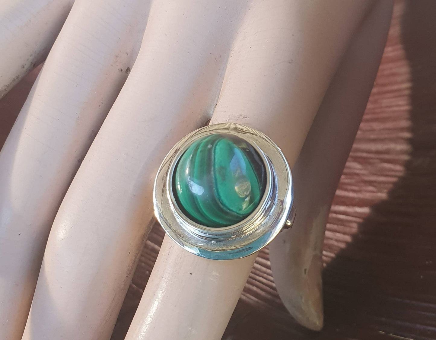 malachite ring,sterling silver,chunky ring,wedding ring,boho,handmade, retro ring,modern,