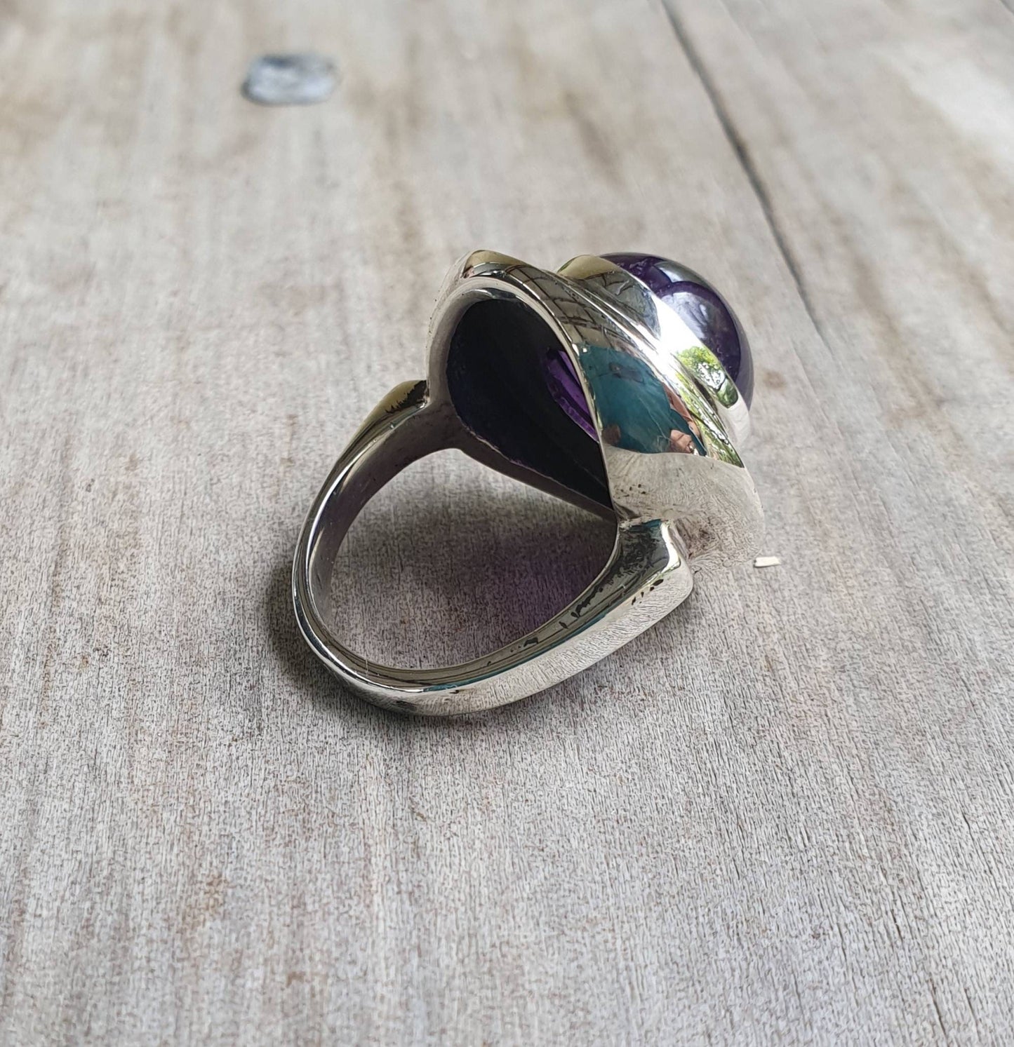 Amethyst cz ring,sterling silver,chunky ring,boho,gemstone ring,handmade,retro ring,modern,industrial