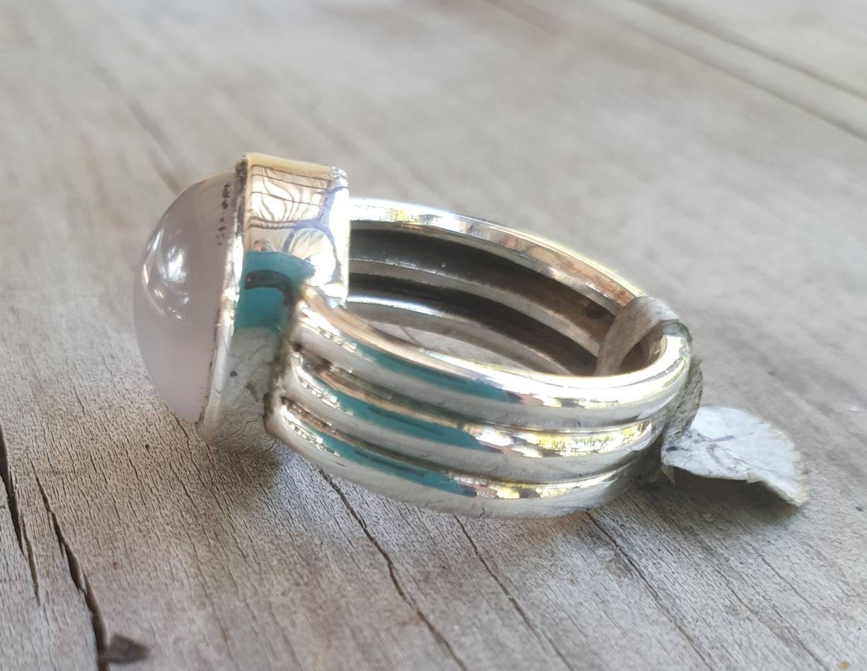 Rose quartz ring,heavy,chunky modern,sterling silver,hand made,chunky silver ring, designer,baroque,boho,women's fashion,large ring,goddess