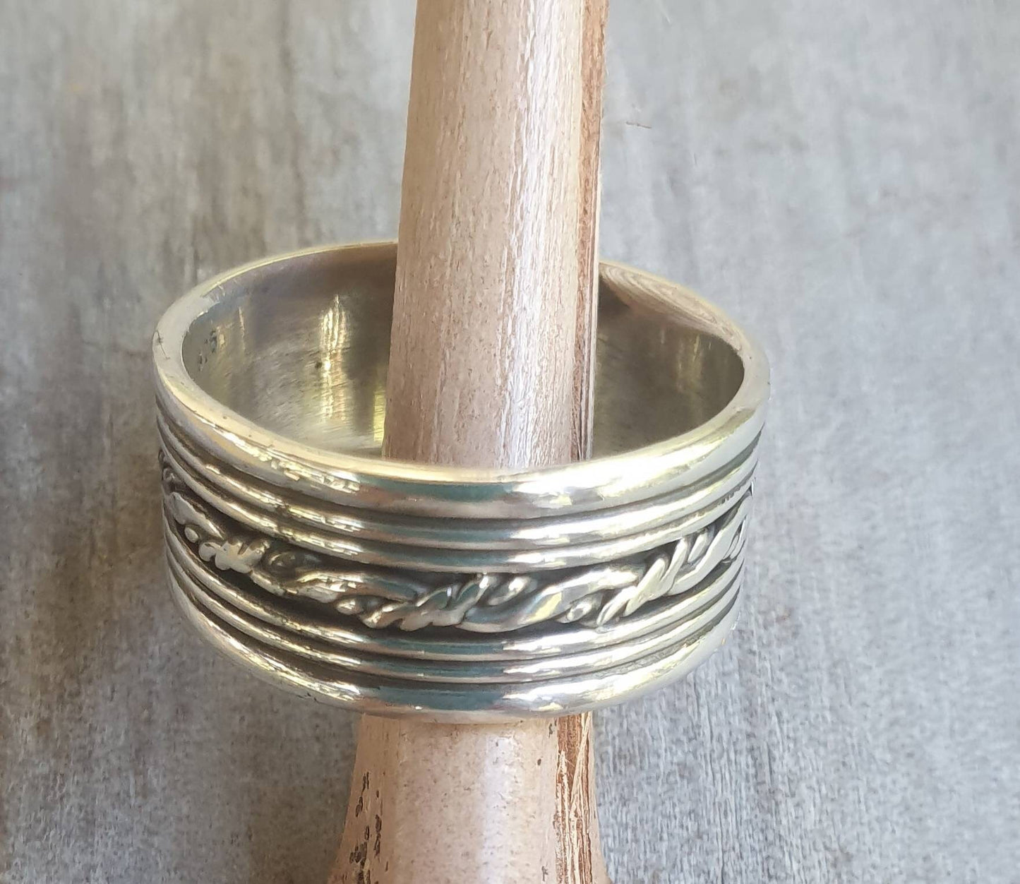 Wide silver band,twisted wire,solid sterling silver,ornate oxidized ring,unisex flat ring,mans dress ring, wedding ring