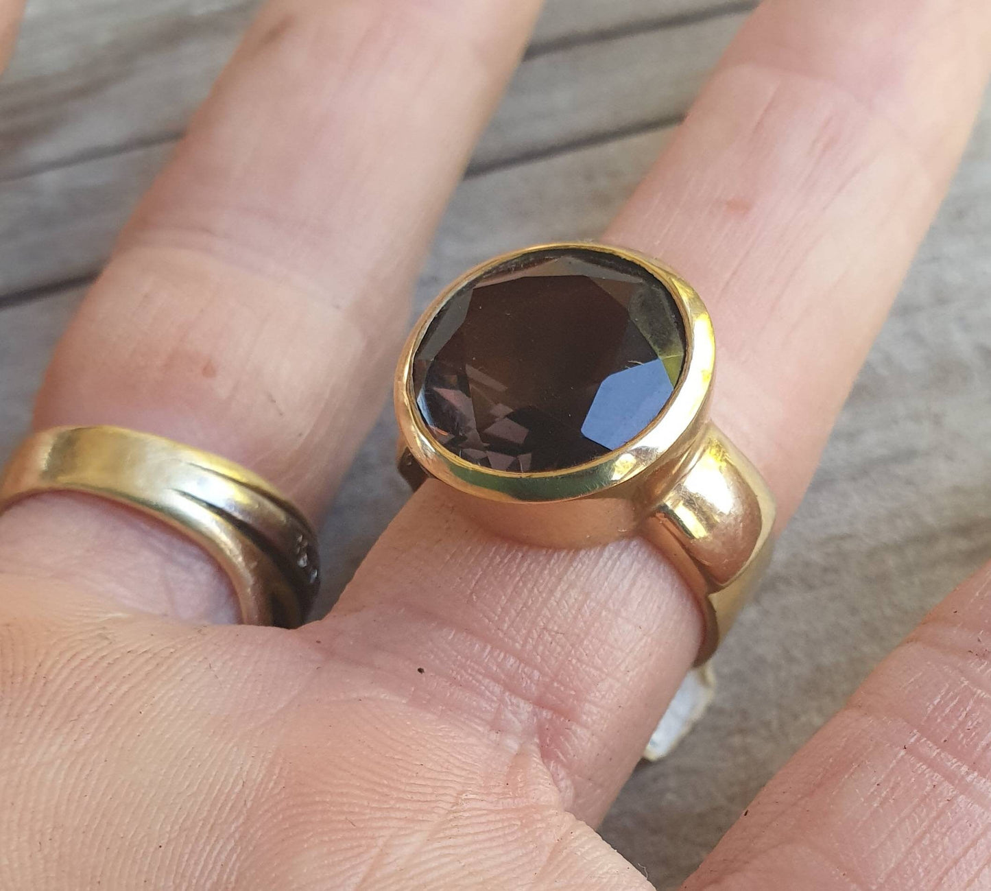 Gold ring,solitare, 9ct gold,Smokey quartz,gold chunky ring,