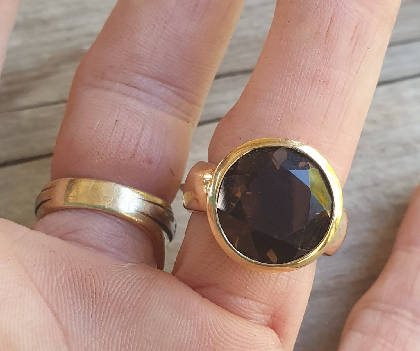Gold ring,solitare, 9ct gold,Smokey quartz,gold chunky ring,