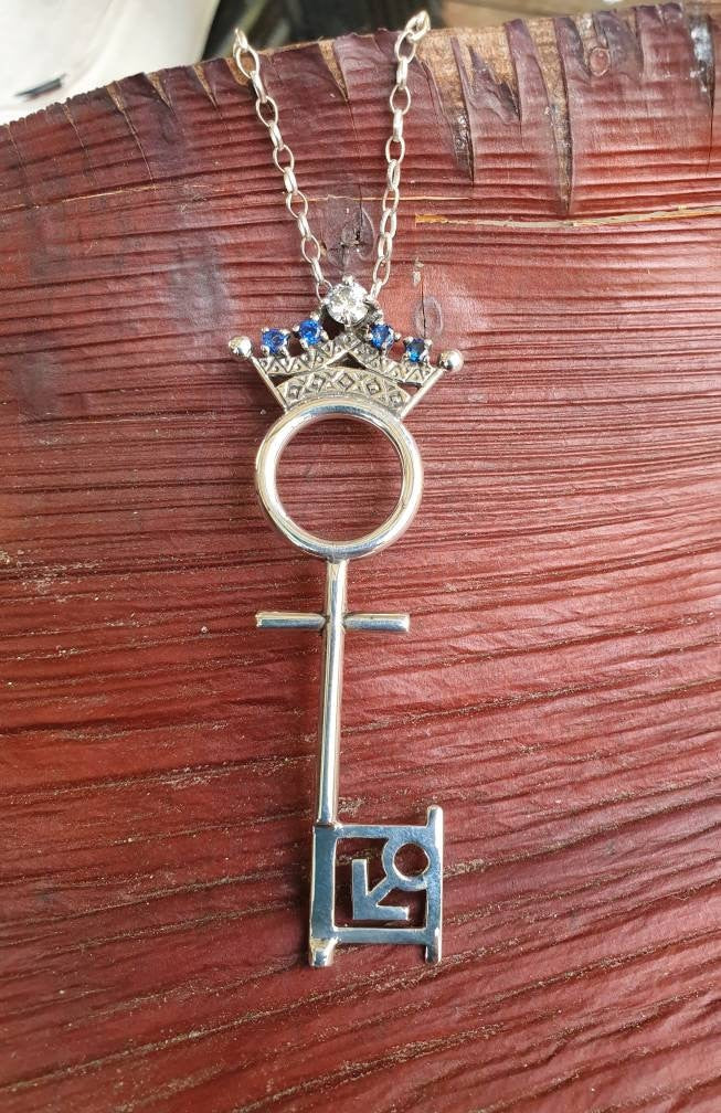Penthouse pet key pendant,vintage,1990s,sterling silver,cubic zirconia, cz,