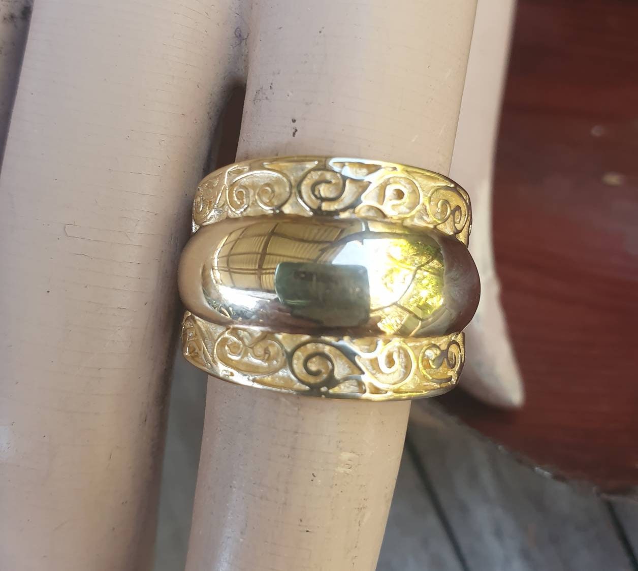 Wide gold ring,9ct gold,chunky dome ring,wide rounded band,handmade,wedding,boho,gypsy, modern ball ring,