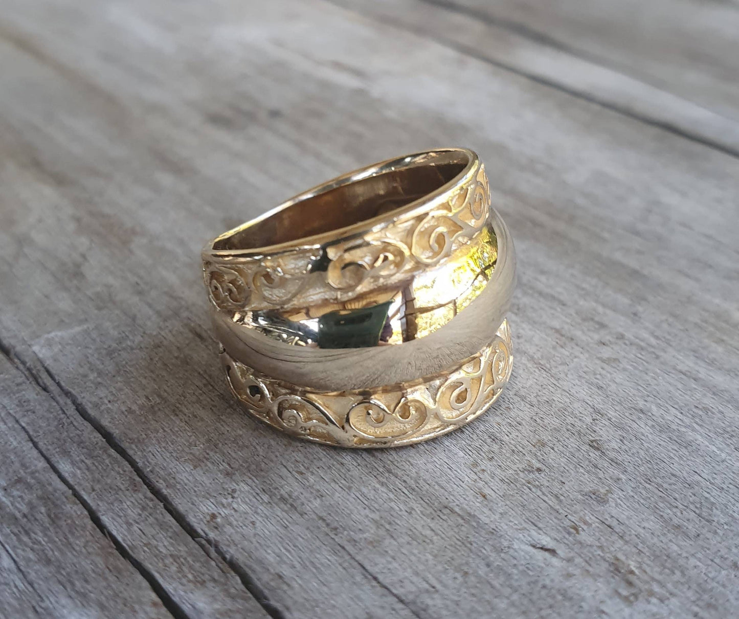 Wide gold ring,9ct gold,chunky dome ring,wide rounded band,handmade,wedding,boho,gypsy, modern ball ring,