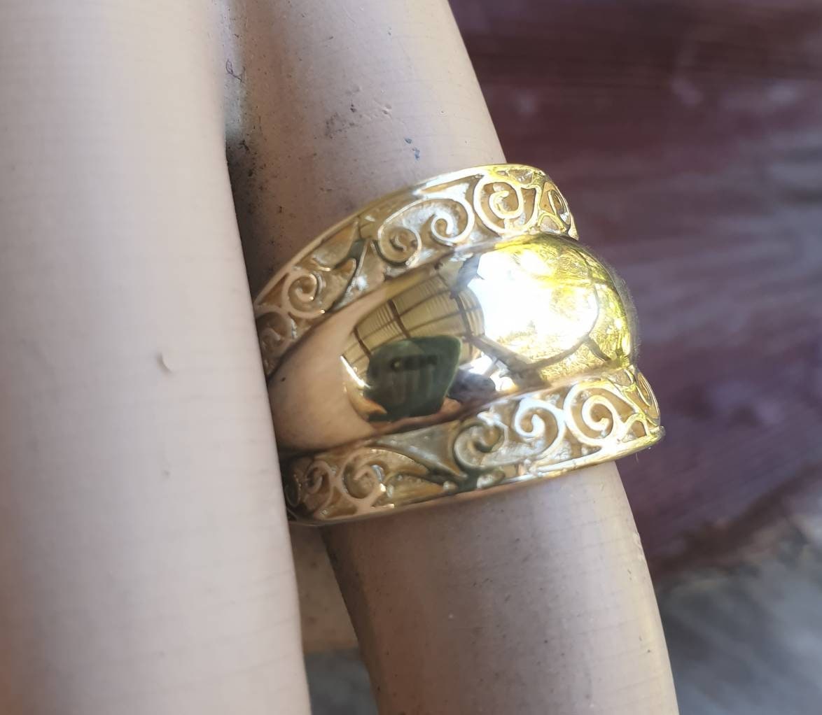 Wide gold ring,9ct gold,chunky dome ring,wide rounded band,handmade,wedding,boho,gypsy, modern ball ring,
