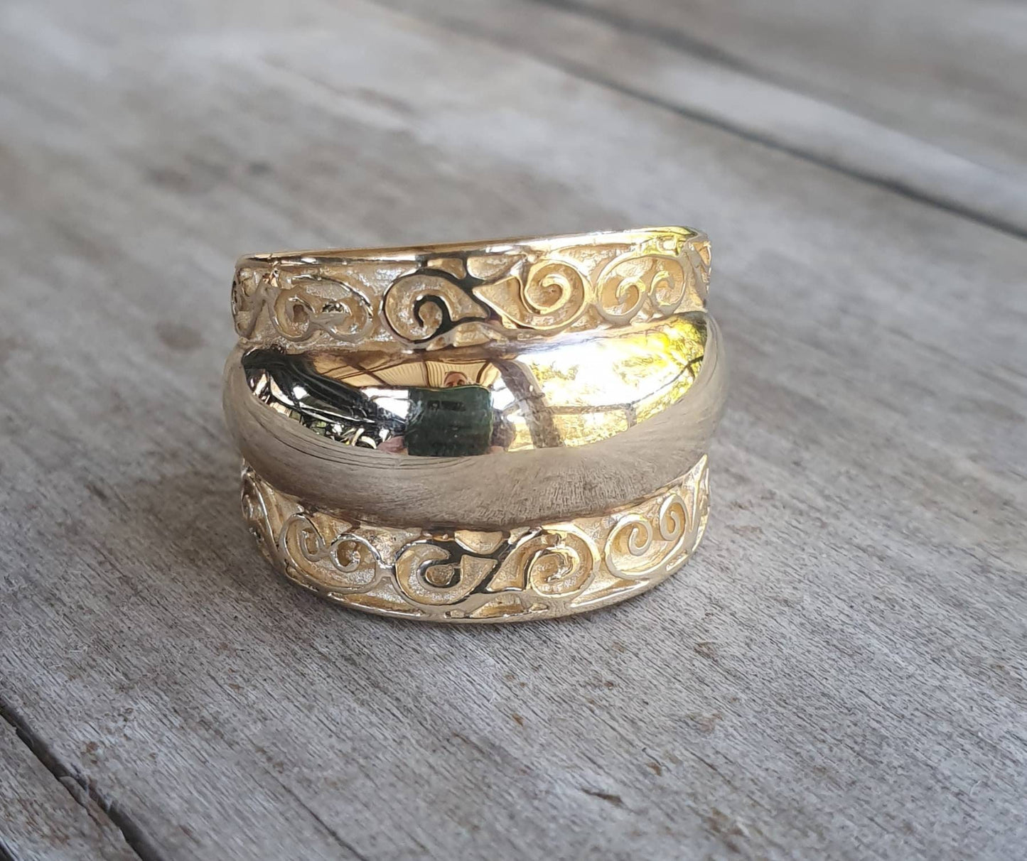 Wide gold ring,9ct gold,chunky dome ring,wide rounded band,handmade,wedding,boho,gypsy, modern ball ring,