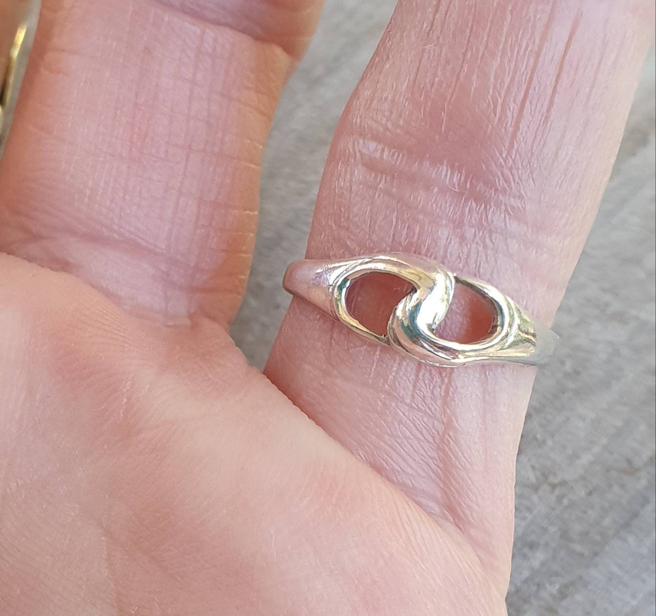 Small Pinkie ring,double loop,925 sterling silver,small ring,boho,shabby shic,